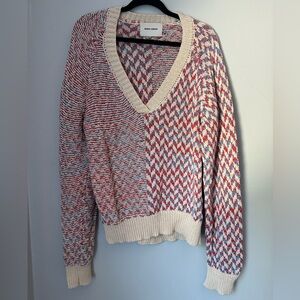 Colorful V-Neck Knit Sweater